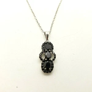 Neu KJC 925 Sterlingsilber vertikal schwarz Spinell Anhänger 18 Fuß Kette Halskette - Bild 1 von 10