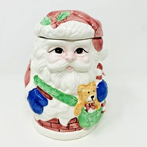 Tarro de galletas de Papá Noel de Navidad colección navideña de cerámica pequeño 7" - Imagen 1 de 14