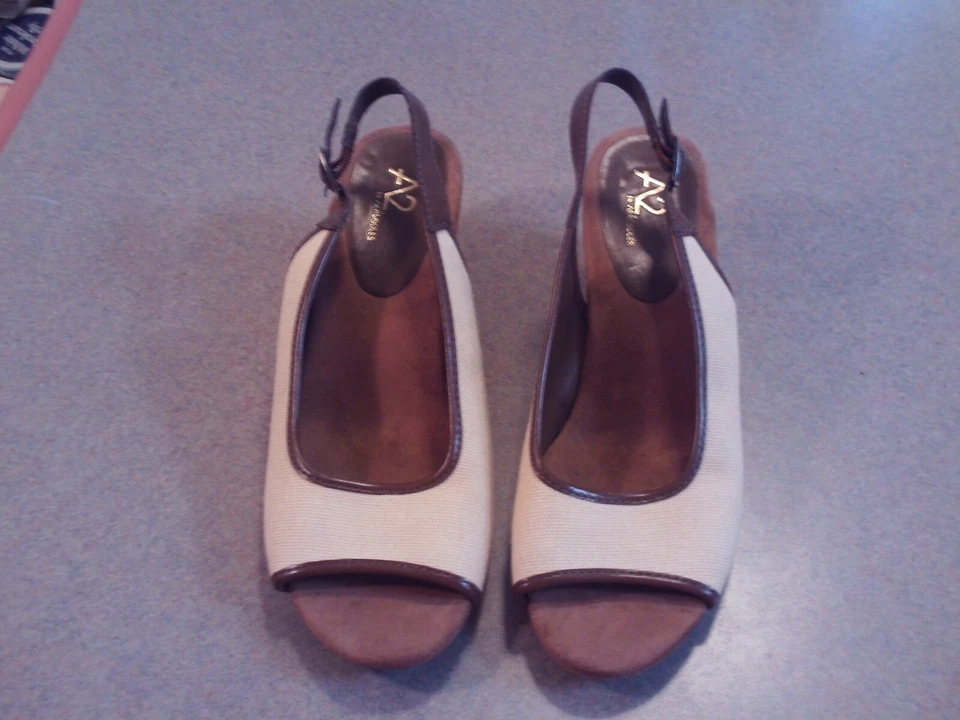  A2 AEROSOLES Century Beige TELA YUTE CUÑA Punta Abierta SANDALIA HONDA 8.5M Foto 1 de 4