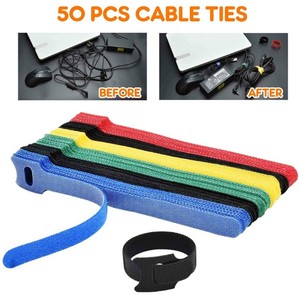 50X Reusable Fastening Wire Cable Ties Straps Adjustable Cord organizer Ties-