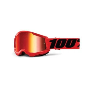 OCCHIALI MOTOCROSS BAMBINO 100% STRATA 2 YOUTH RED - LENTE A SPECCHIO ROSSA - Foto 1 di 1