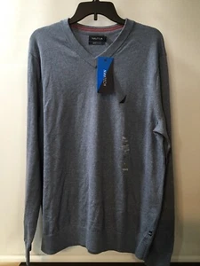 New Mens Nautica Blue vneck sweater. Navtech comfort fit. Size Large/Tall B9 - Picture 1 of 7