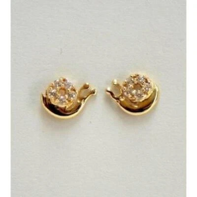 Aretes de caracoles de circonita cúbica de oro amarillo o blanco de 14 k Foto 1 de 4