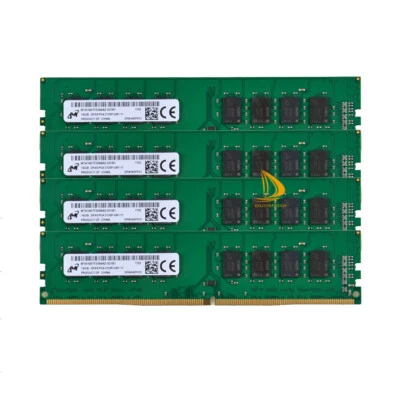 Micron 4x 16GB 2RX8 PC4-2133P DDR4 17000MHz 288Pin UDIMM Desktop Memory RAM - Image 1 of 4