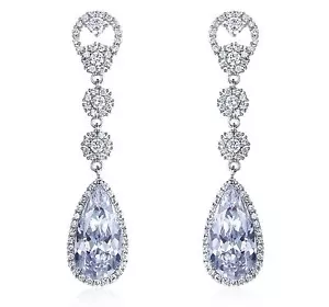 TROPFEN CZ SILBER KRONLEUCHTER OHRRINGE HOCHZEIT BRAUT ABSCHLUSSBALL PARTY SCHMUCK CZ11914 - Bild 1 von 6