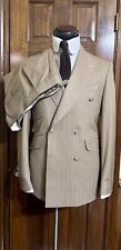 $699 New Mens Brown Striped Wool MTM Suit Size 40US