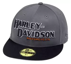 Cappello HARLEY-DAVIDSON New Era 59FIFTY Iron Block 99470-19VM aderente 7 5/8" nuovo con etichette $45 - Foto 1 di 6