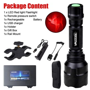 Rechargeable Red/Green/White LED C8 Flashlight Hunting Light Air Rifle Torch Kit - Picture 1 of 25