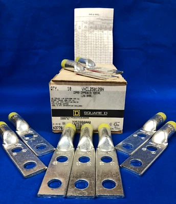 TERMINALES DE COMPRESIÓN DE COBRE CUADRADO D 2 ORIFICIOS BARRIL LARGO VHCL25012BN (CAJA DE 10) Foto 1 de 4