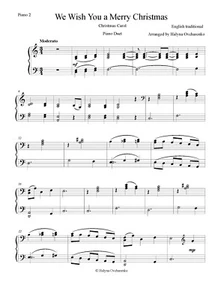 piano duet We Wish You a Mery Christmas, jazzy arrang, moderate, sheet music PDF - Picture 1 of 1