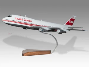 Boeing 747-100 Trans World Airways TWA Solid Mahogany Wood Handmade Model - Picture 1 of 13