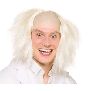 Mad Scientist Crazy Guy Halloween Fancy Dress Wig White - Picture 1 of 1