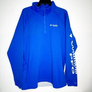 Men's XL Columbia PFG Blue Bay Point Shores 1/4 Zip Fleece Pullover X-Large NWT - Picture 1 of 5