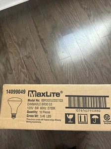12 MaxLite BR30 LED Bulbs 8W 65W Replacement 650L Dimmable Soft White 2700K E26 - Picture 1 of 3