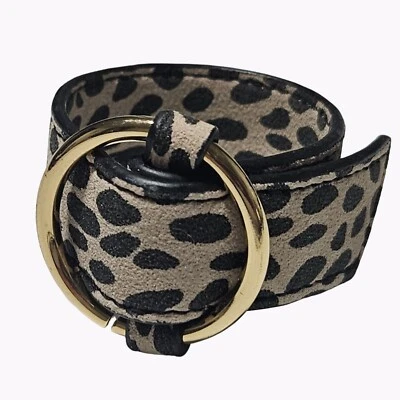 Elegante brazalete anillo tono dorado estampado guepardo imitación cuero llamativo para mujer Foto 1 de 4