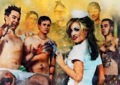 Blink 182 #1 Sketch Card #ed/100 John Rudolph Signed SSP Mark, Tom, Travis - Image 1 of 2