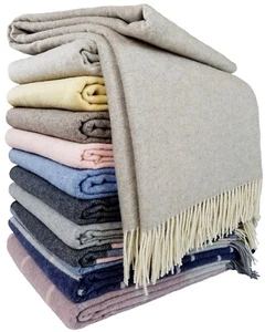 Merinowolldecke Wolldecke Merinowolle-Kaschmir Mix 140x200 cm Beige-Grau - Bild 1 von 7
