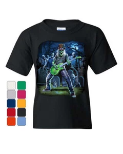 Zombie Rock Youth T-Shirt Heavy Death Metal Music Skull Hard Rock Kids Tee - Picture 1 of 8