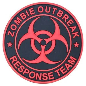 ZOMBIE OUTBREAK RESPONSE TEAM BIOHAZARD BLACK OPS ROSSO TATTICO 3D PVC GANCIO PATCH - Foto 1 di 2