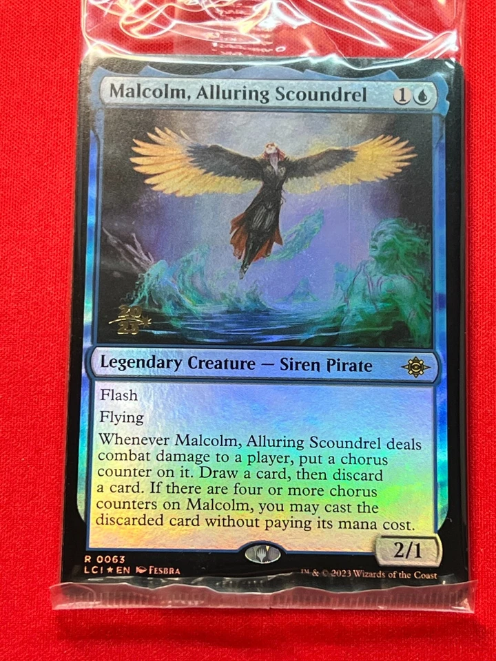 MTG Malcolm, Alluring Scoundrel - Prerelease Cards  Sealed in original wrapper  - Image 1 of 1