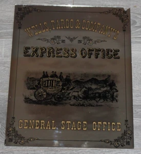 Vintage Wells Fargo & Co Express Office Mirror Sign 12 1/2" x 16" - Picture 1 of 6