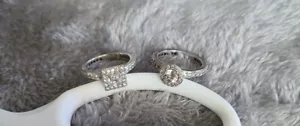 Lot Of 2 Tycoon Cubic Zirconia Sz 7 Rings - Wedding Engagement CZ 925 Sterling - Picture 1 of 8