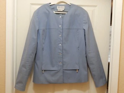 Chaqueta de algodón azul Worth Petite: talla 14; bolsillos con cremallera, forrada Foto 1 de 4