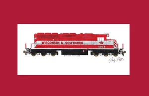 Wisconsin & Southern SD40-2 #4004 11""x17"" estampado enmarañado firmado por Andy Fletcher - Imagen 1 de 1