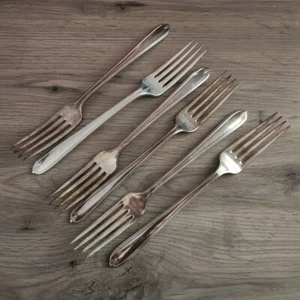 6 tenedores de cena Oneida Silver Longchamps Chaumont 7 3/4" plateados 1935 - Imagen 1 de 12