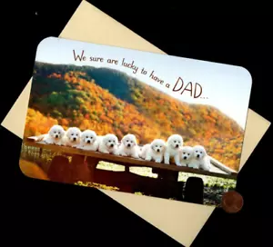 HTF FATHER'S Day Trailer Bed Puppy Dogs Mountains - Greeting Card W/ TRACKING - Picture 1 of 5