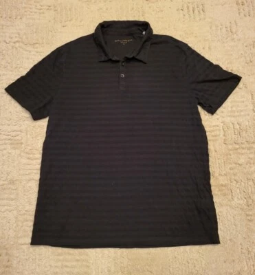Camisa Polo John Varvatos EE. UU. Para Hombre Talla Mediana Negra Rayas Algodón Foto 1 de 4