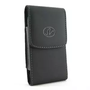 Black Vertical Leather Cover Holster Case Pouch For Motorola Moto E4 Plus - Picture 1 of 4