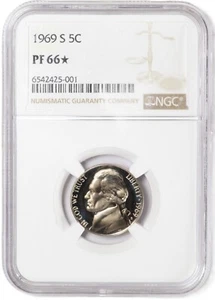 NGC PF66* 1969-S Jefferson PROOF STAR San Francisco Nickel - Picture 1 of 3