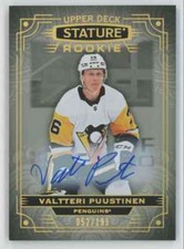 2022-23 Upper Deck Stature Valtteri Puustinen Rookie Auto /199 Penguins #160 C85