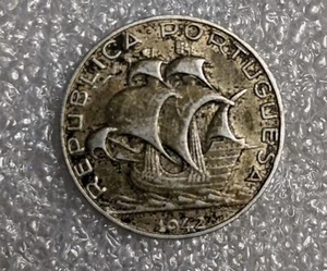 1942 Portogallo 2,50 Escudos Argento Grande Dettaglio Nave da Guerra MONETA MONDIALE NON PULITA - Foto 1 di 2