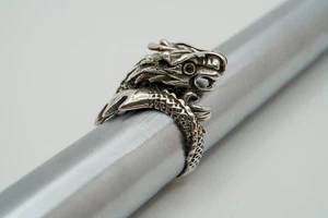 Vintage Sterling Silber 3D Drache Ring Größe 7,5 - Bild 1 von 11