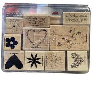 Timbro in gomma montato Stampin Up detto semplicemente CUORI FIORI SET 11 - Foto 1 di 2