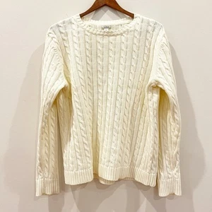 Maglione LL Bean donna extra large avorio maglia cavo cotone pescatore Grannycore - Foto 1 di 11