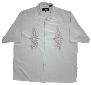 Dragonfly Shirt Men’s Size XXL Gray Graphic Casual Short Sleeve Button Down - Picture 1 of 13