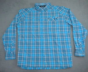 Under Armour Fish Hunter Blue Plaid Long-Sleeve Shirt Men's Large Button Up - Picture 1 of 13
