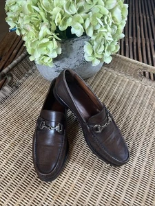 Allen Edmonds Loafers Mens 11D Brown Verona II Italian Bit Leather Dress Shoes - Picture 1 of 9