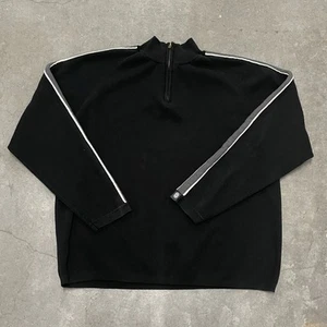 Vintage Y2K 2000s Anchor Blue Preppy Quarter Zip Sweater Size 2XL Black - Picture 1 of 5