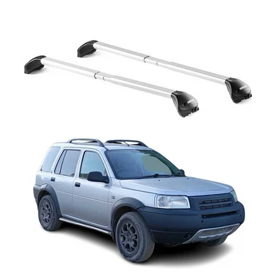 Barras transversais para rack de teto Land Rover Freelander 1996-2006 alumínio cinza prata 2 peças - Imagem 1 de 4