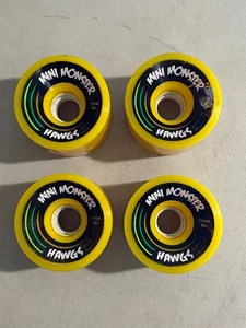 Vintage Rare Hawgs Mini Monster Longboard Skateboard Rollen Neu Gelb 70mm - Bild 1 von 5