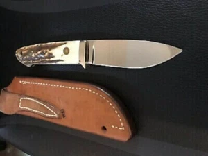 CustomHandmade11"Mirror Polished Fixed Blade Stag Handle Survival Hunting Knife - Picture 1 of 4