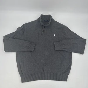 Polo Ralph Lauren Suéter Para Hombres XXL Gris Blanco Pony Henley Pullover Grueso Tejido - Imagen 1 de 6