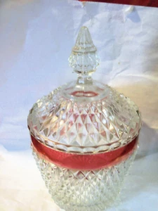 Indiana Glass Diamond Point Ruby Red Compote Candy Dish with Lid 10" - Picture 1 of 2