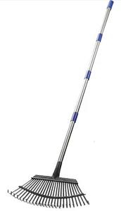 Rake Garden Leaf 6FT for Lawns Heavy Duty 25 Metal Tines 19” Wide FREE GLOVES🔥 - Picture 1 of 7
