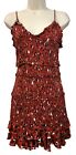 Karlie Smocked Tiered Cami Dress Rust Animal Print Ruffle Hem Size Large NWT