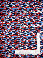 Patriotic Camouflage Red White Navy Blue Camo Cotton Fabric Santee By The Yard